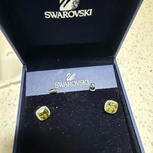 Swarovski olive Crystal Stud Earrings